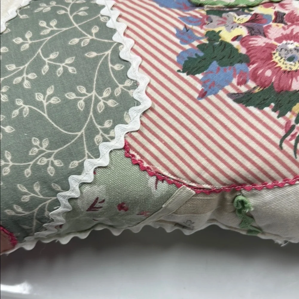 Pillow Vintage Patchwork Rick Rack Pillow with Floral Design